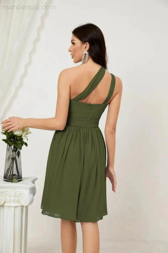 Numbersea Women Chiffon Short One Shoulder Bridesmaid Dress Formal Dresses for Party Homecoming  2804 - Image 26