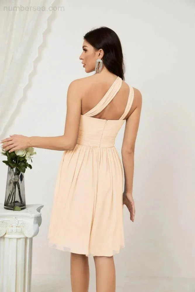 Numbersea Women Chiffon Short One Shoulder Bridesmaid Dress Formal Dresses for Party Homecoming  2804 - Image 31