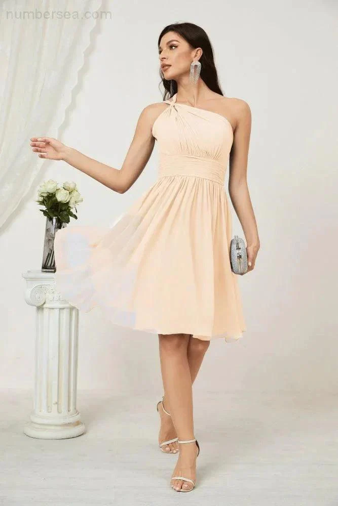 Numbersea Women Chiffon Short One Shoulder Bridesmaid Dress Formal Dresses for Party Homecoming  2804 - Image 32