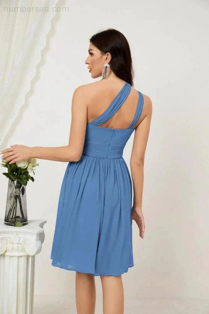 Numbersea Women Chiffon Short One Shoulder Bridesmaid Dress Formal Dresses for Party Homecoming  2804 - Image 38