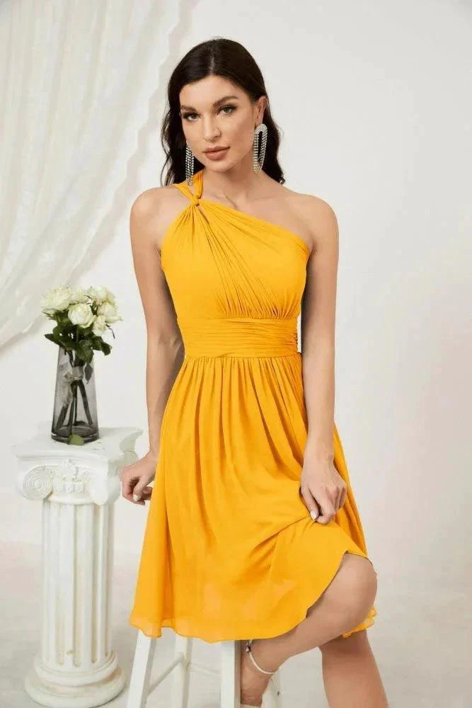 Numbersea Women Chiffon Short One Shoulder Bridesmaid Dress Formal Dresses for Party Homecoming  2804 - Image 5