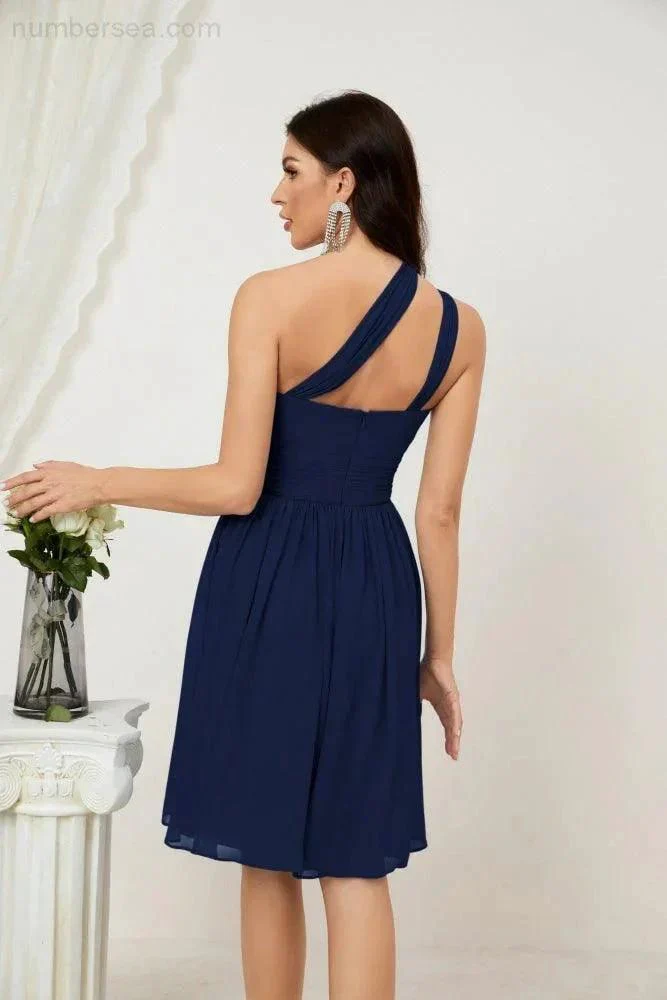 Numbersea Women Chiffon Short One Shoulder Bridesmaid Dress Formal Dresses for Party Homecoming  2804 - Image 50
