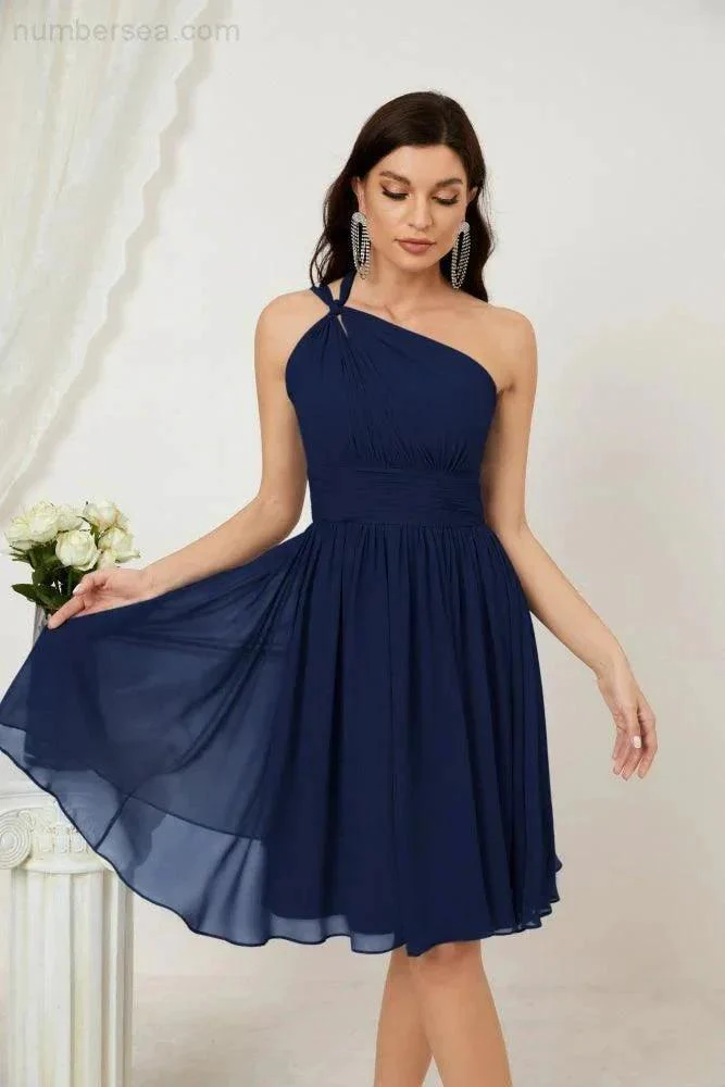 Numbersea Women Chiffon Short One Shoulder Bridesmaid Dress Formal Dresses for Party Homecoming  2804 - Image 51