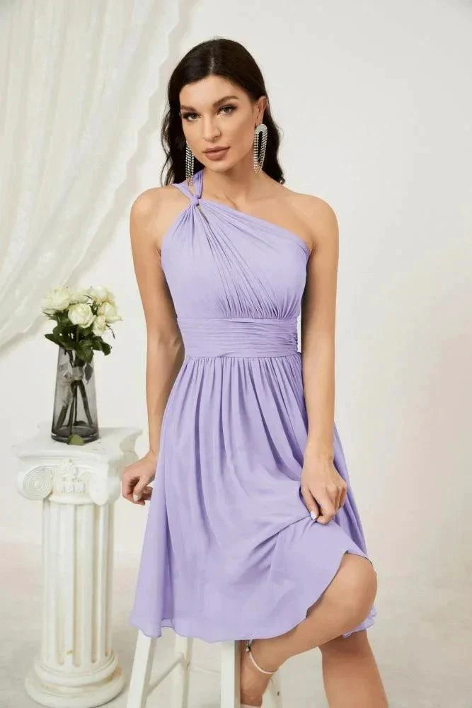Numbersea Women Chiffon Short One Shoulder Bridesmaid Dress Formal Dresses for Party Homecoming  2804 - Image 53
