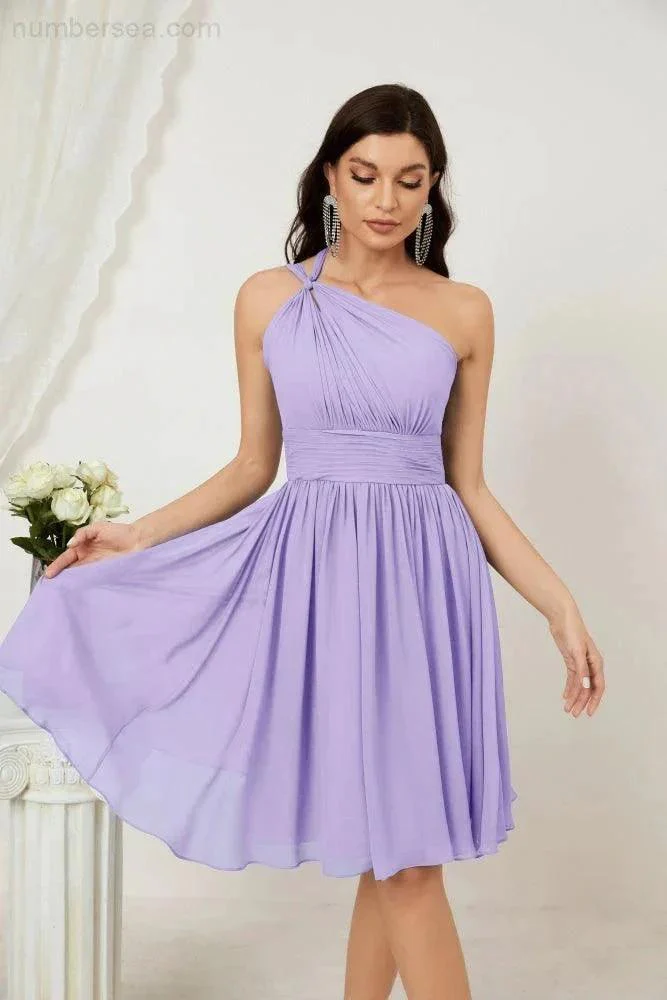 Numbersea Women Chiffon Short One Shoulder Bridesmaid Dress Formal Dresses for Party Homecoming  2804 - Image 54