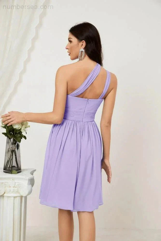 Numbersea Women Chiffon Short One Shoulder Bridesmaid Dress Formal Dresses for Party Homecoming  2804 - Image 55