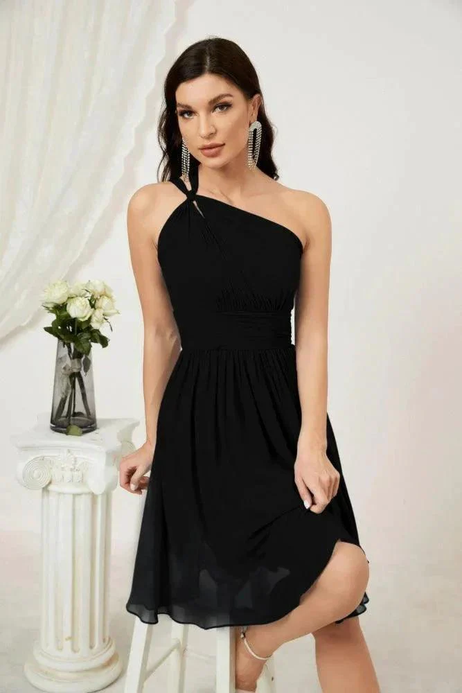 Numbersea Women Chiffon Short One Shoulder Bridesmaid Dress Formal Dresses for Party Homecoming  2804 - Image 57
