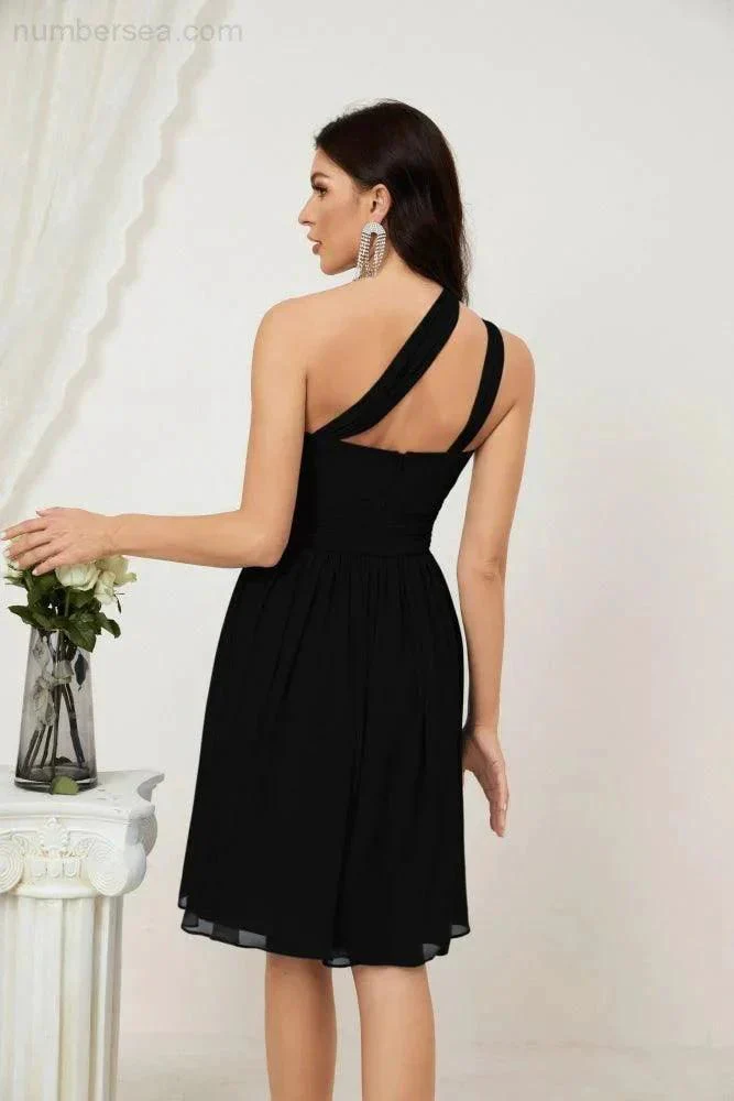Numbersea Women Chiffon Short One Shoulder Bridesmaid Dress Formal Dresses for Party Homecoming  2804 - Image 58