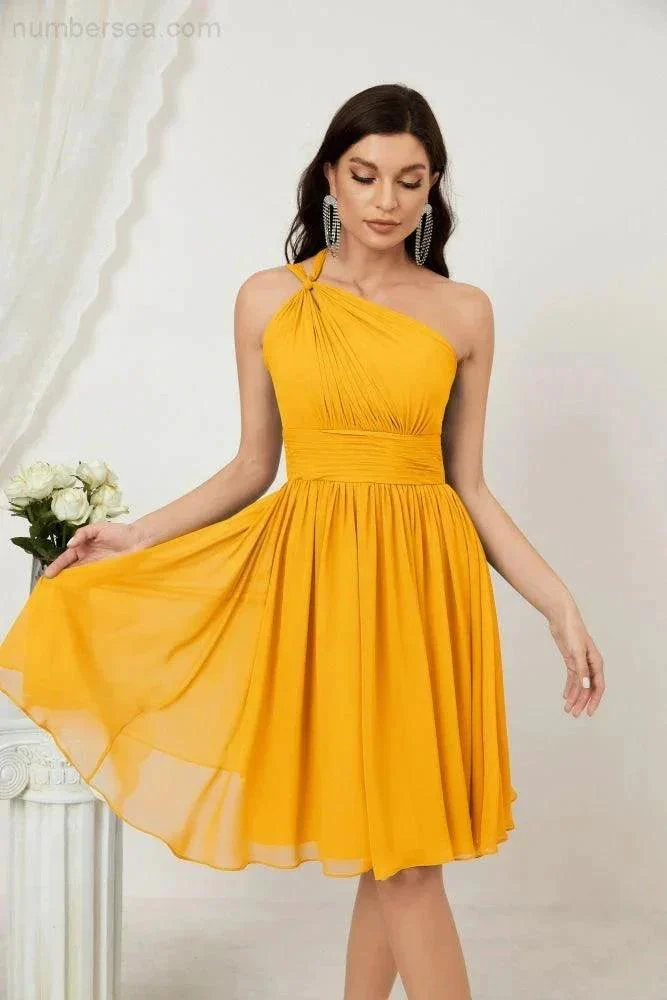 Numbersea Women Chiffon Short One Shoulder Bridesmaid Dress Formal Dresses for Party Homecoming  2804 - Image 6