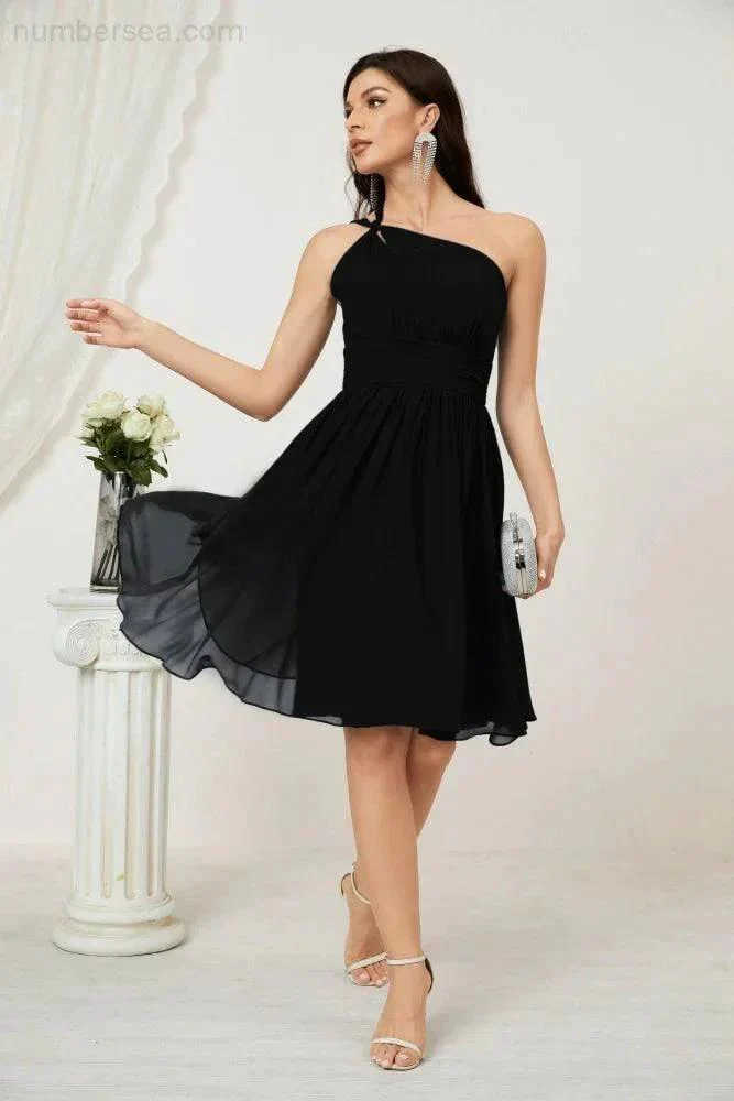 Numbersea Women Chiffon Short One Shoulder Bridesmaid Dress Formal Dresses for Party Homecoming  2804 - Image 60