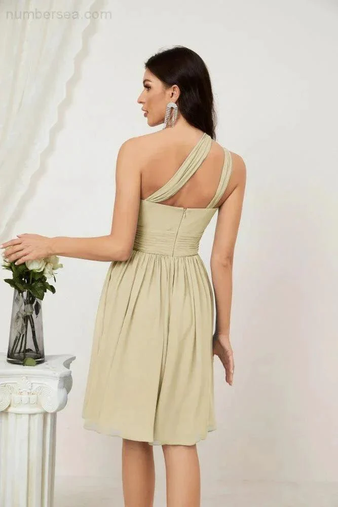 Numbersea Women Chiffon Short One Shoulder Bridesmaid Dress Formal Dresses for Party Homecoming  2804 - Image 63
