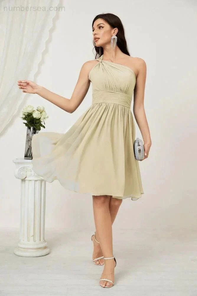 Numbersea Women Chiffon Short One Shoulder Bridesmaid Dress Formal Dresses for Party Homecoming  2804 - Image 64