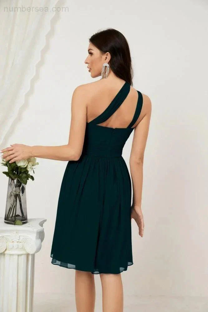 Numbersea Women Chiffon Short One Shoulder Bridesmaid Dress Formal Dresses for Party Homecoming  2804 - Image 67