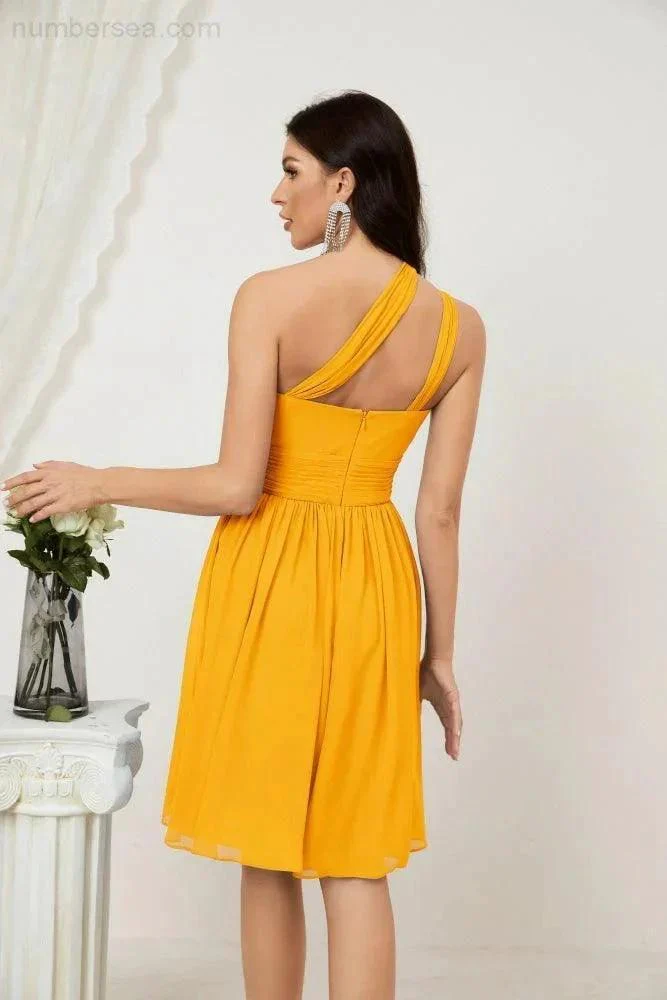 Numbersea Women Chiffon Short One Shoulder Bridesmaid Dress Formal Dresses for Party Homecoming  2804 - Image 7