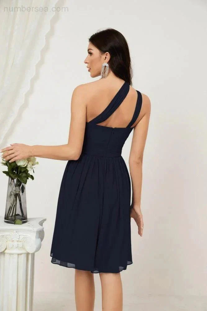 Numbersea Women Chiffon Short One Shoulder Bridesmaid Dress Formal Dresses for Party Homecoming  2804 - Image 71