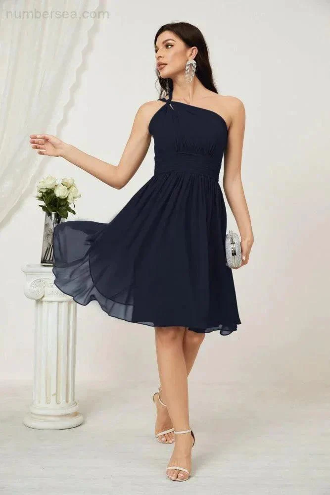 Numbersea Women Chiffon Short One Shoulder Bridesmaid Dress Formal Dresses for Party Homecoming  2804 - Image 72