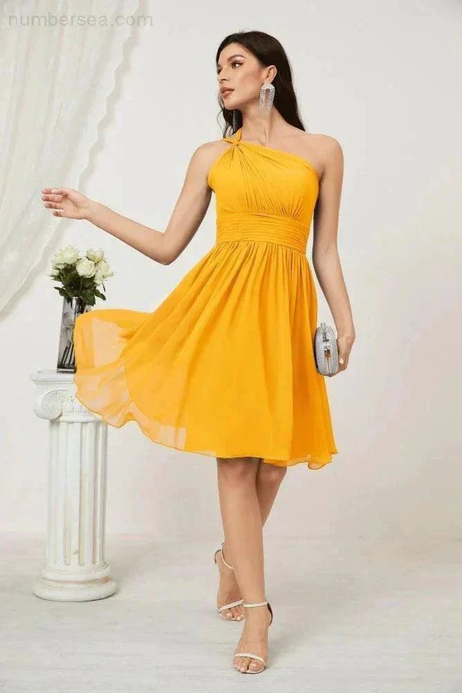 Numbersea Women Chiffon Short One Shoulder Bridesmaid Dress Formal Dresses for Party Homecoming  2804 - Image 8