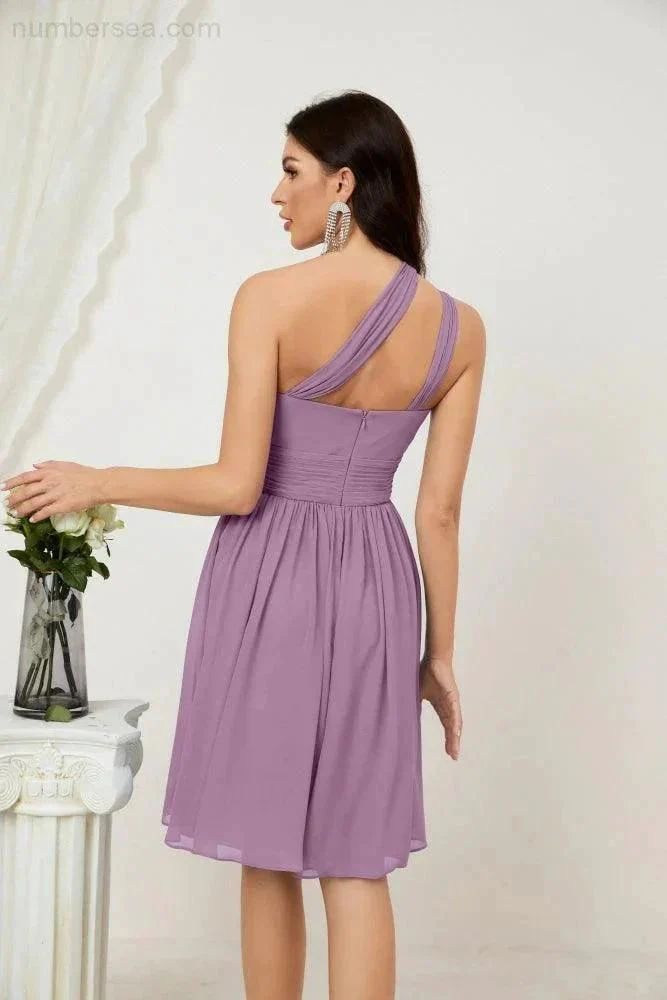 Numbersea Women Chiffon Short One Shoulder Bridesmaid Dress Formal Dresses for Party Homecoming  2804 - Image 82
