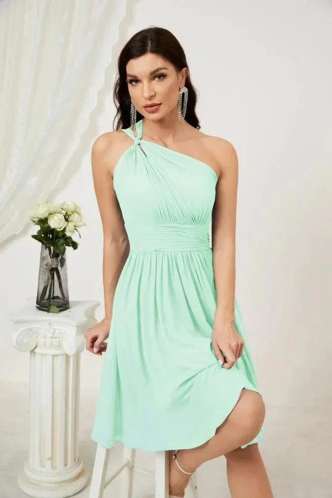 Numbersea Women Chiffon Short One Shoulder Bridesmaid Dress Formal Dresses for Party Homecoming  2804 - Image 85
