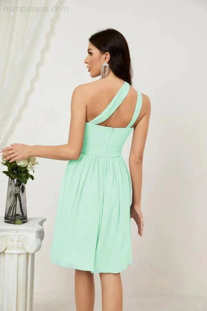 Numbersea Women Chiffon Short One Shoulder Bridesmaid Dress Formal Dresses for Party Homecoming  2804 - Image 86