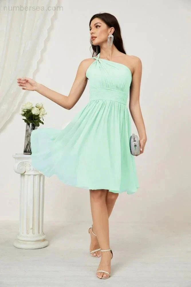 Numbersea Women Chiffon Short One Shoulder Bridesmaid Dress Formal Dresses for Party Homecoming  2804 - Image 88