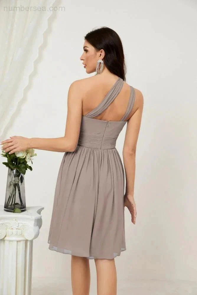 Numbersea Women Chiffon Short One Shoulder Bridesmaid Dress Formal Dresses for Party Homecoming  2804 - Image 94