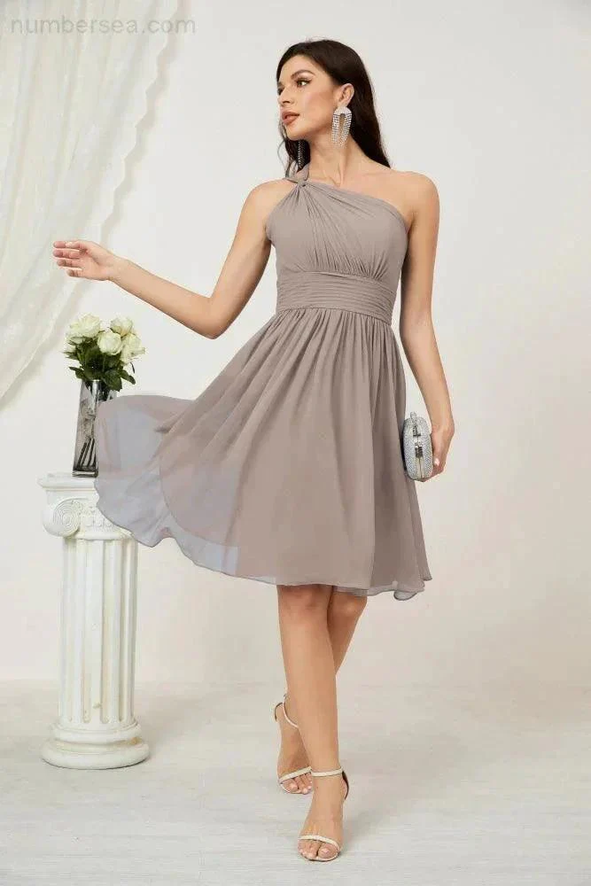 Numbersea Women Chiffon Short One Shoulder Bridesmaid Dress Formal Dresses for Party Homecoming  2804 - Image 96
