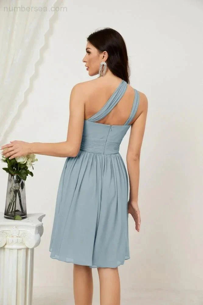 Numbersea Women Chiffon Short One Shoulder Bridesmaid Dress Formal Dresses for Party Homecoming  2804 - Image 98