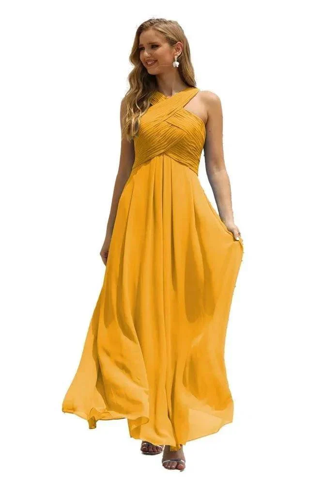 Numbersea Women Halter Chiffon Bridesmaid Dress A-line Long Formal Prom Gown SEA28015 - Image 100