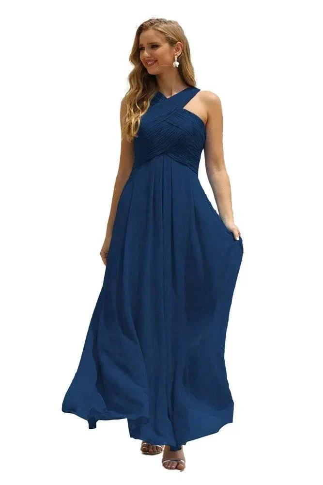 Numbersea Women Halter Chiffon Bridesmaid Dress A-line Long Formal Prom Gown SEA28015 - Image 105