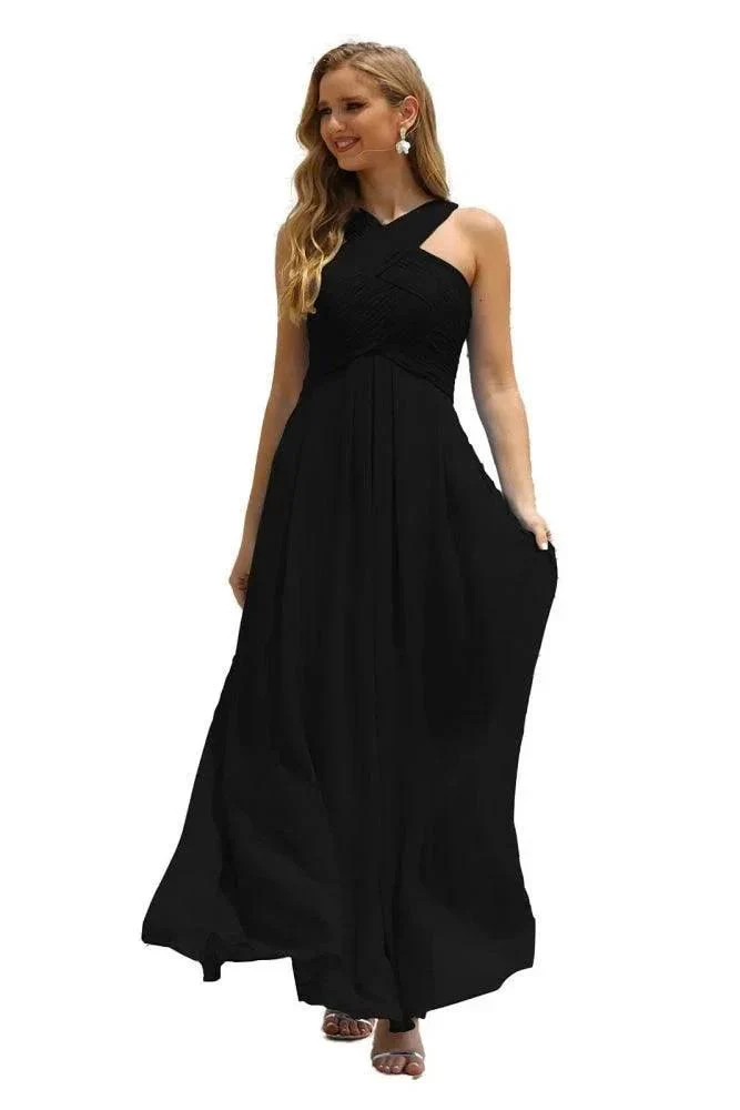 Numbersea Women Halter Chiffon Bridesmaid Dress A-line Long Formal Prom Gown SEA28015 - Image 11