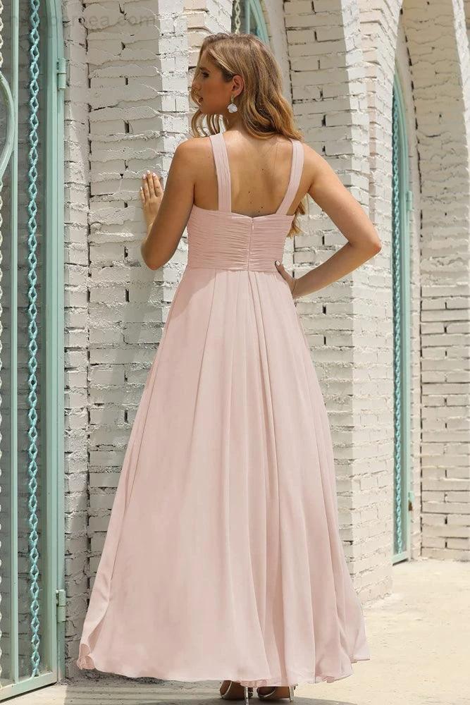 Numbersea Women Halter Chiffon Bridesmaid Dress A-line Long Formal Prom Gown SEA28015 - Image 116
