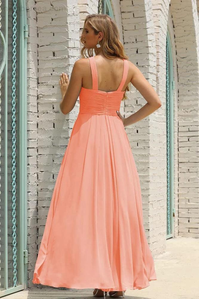 Numbersea Women Halter Chiffon Bridesmaid Dress A-line Long Formal Prom Gown SEA28015 - Image 118