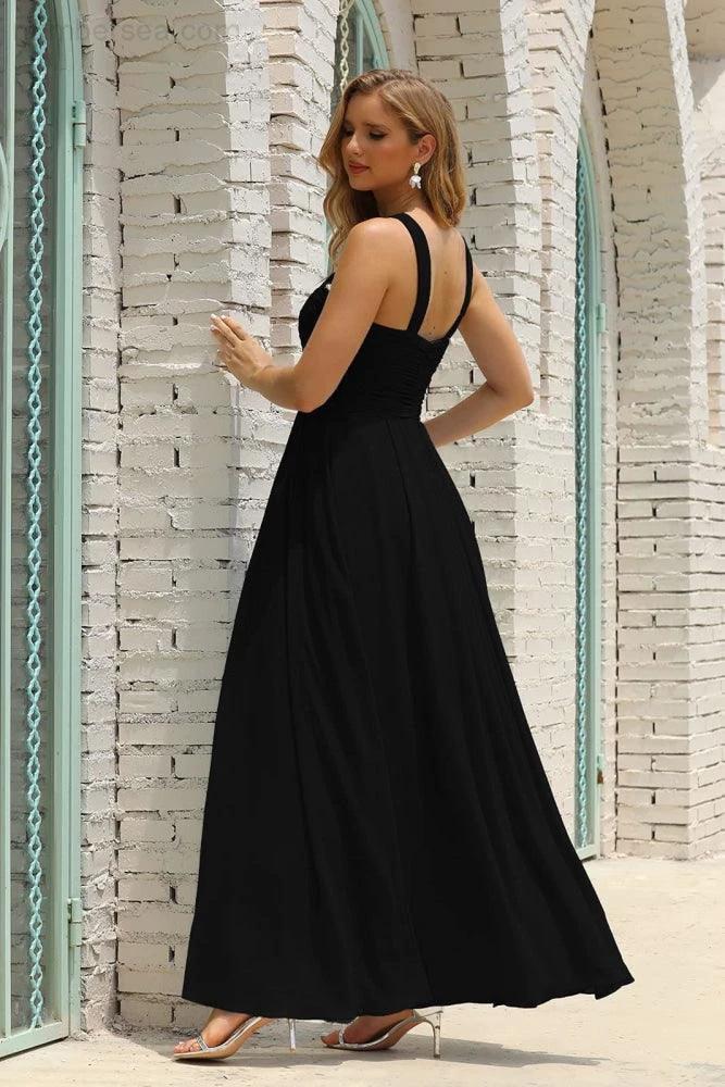 Numbersea Women Halter Chiffon Bridesmaid Dress A-line Long Formal Prom Gown SEA28015 - Image 13