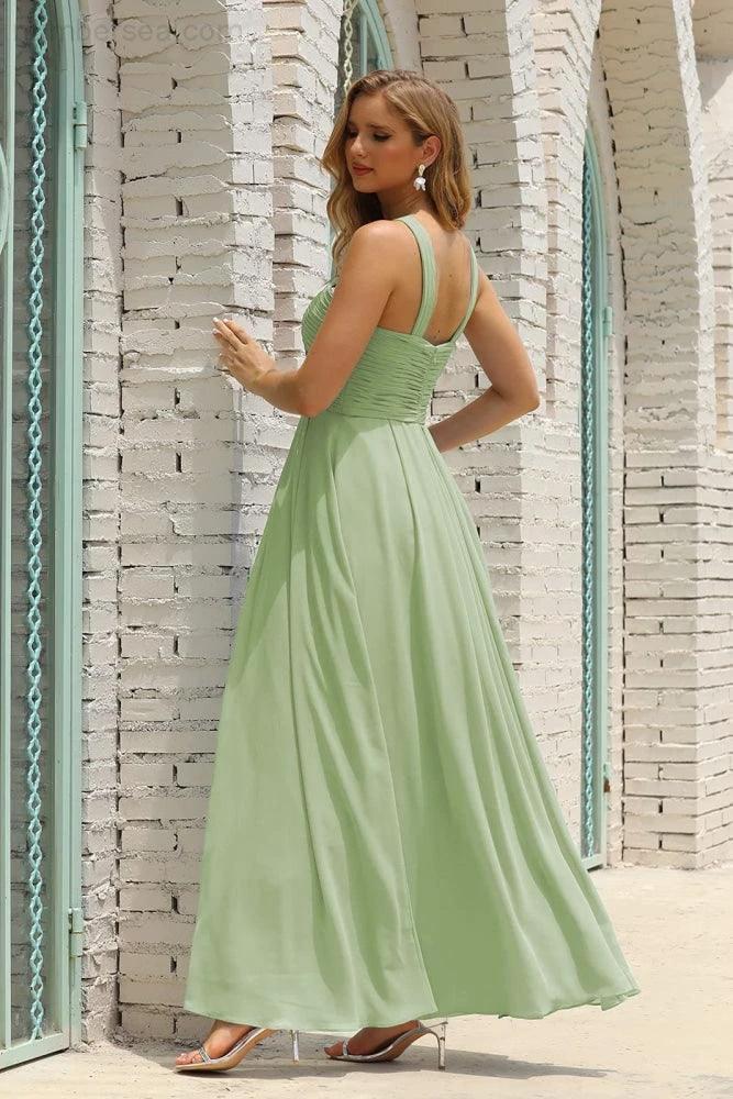 Numbersea Women Halter Chiffon Bridesmaid Dress A-line Long Formal Prom Gown SEA28015 - Image 139