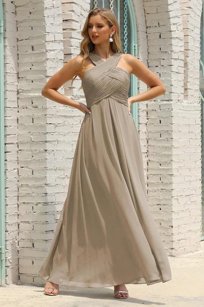 Numbersea Women Halter Chiffon Bridesmaid Dress A-line Long Formal Prom Gown SEA28015 - Image 158