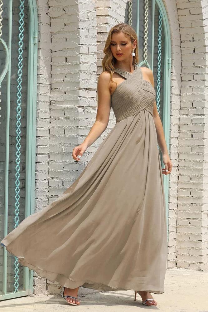 Numbersea Women Halter Chiffon Bridesmaid Dress A-line Long Formal Prom Gown SEA28015 - Image 159