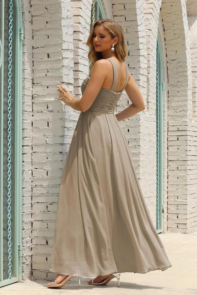 Numbersea Women Halter Chiffon Bridesmaid Dress A-line Long Formal Prom Gown SEA28015 - Image 161