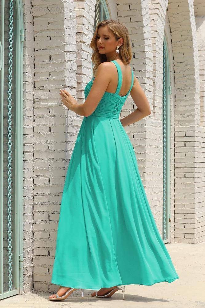 Numbersea Women Halter Chiffon Bridesmaid Dress A-line Long Formal Prom Gown SEA28015 - Image 169