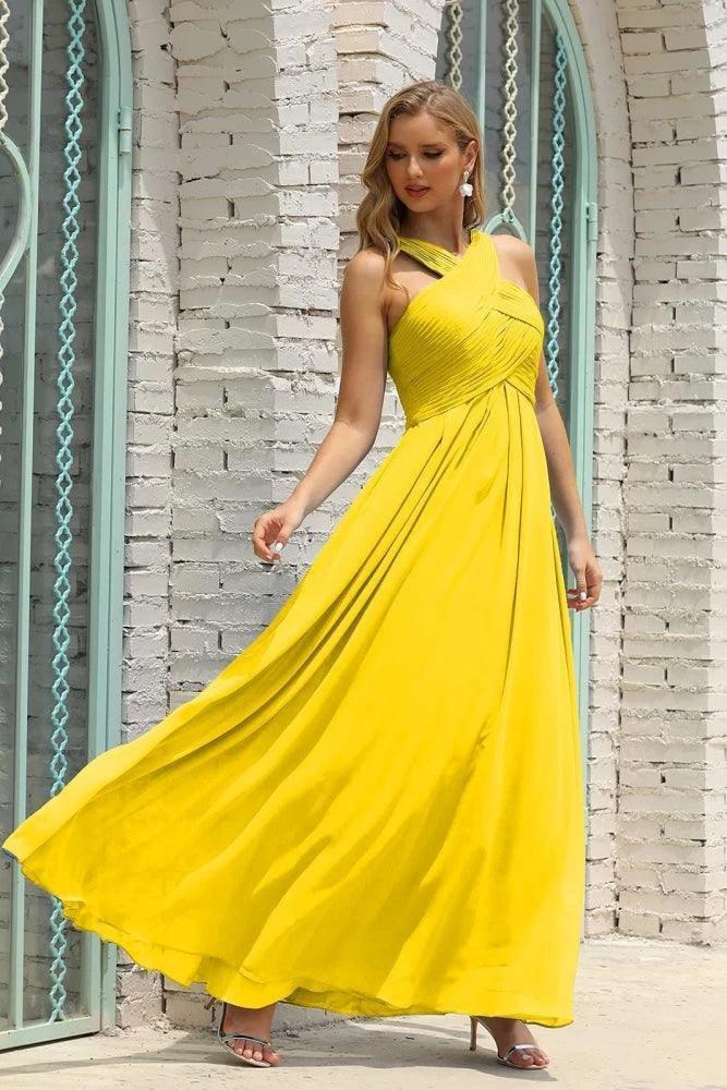 Numbersea Women Halter Chiffon Bridesmaid Dress A-line Long Formal Prom Gown SEA28015 - Image 17