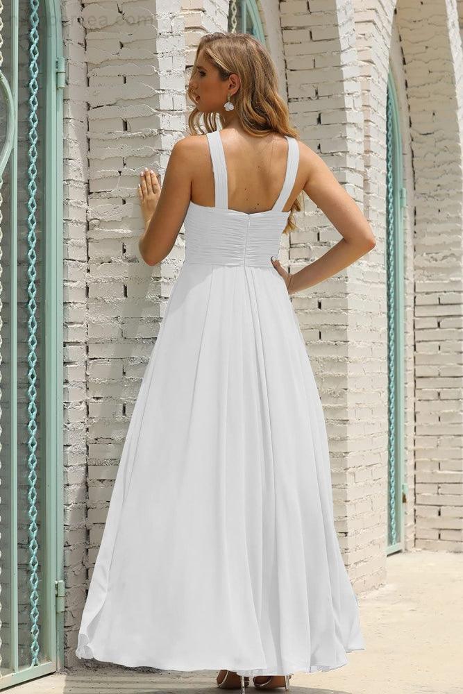 Numbersea Women Halter Chiffon Bridesmaid Dress A-line Long Formal Prom Gown SEA28015 - Image 175