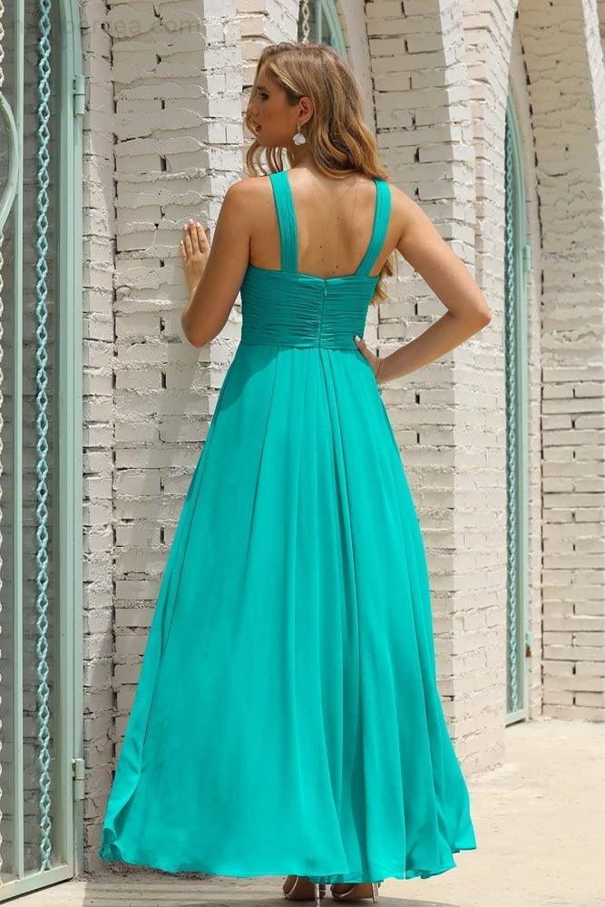 Numbersea Women Halter Chiffon Bridesmaid Dress A-line Long Formal Prom Gown SEA28015 - Image 176