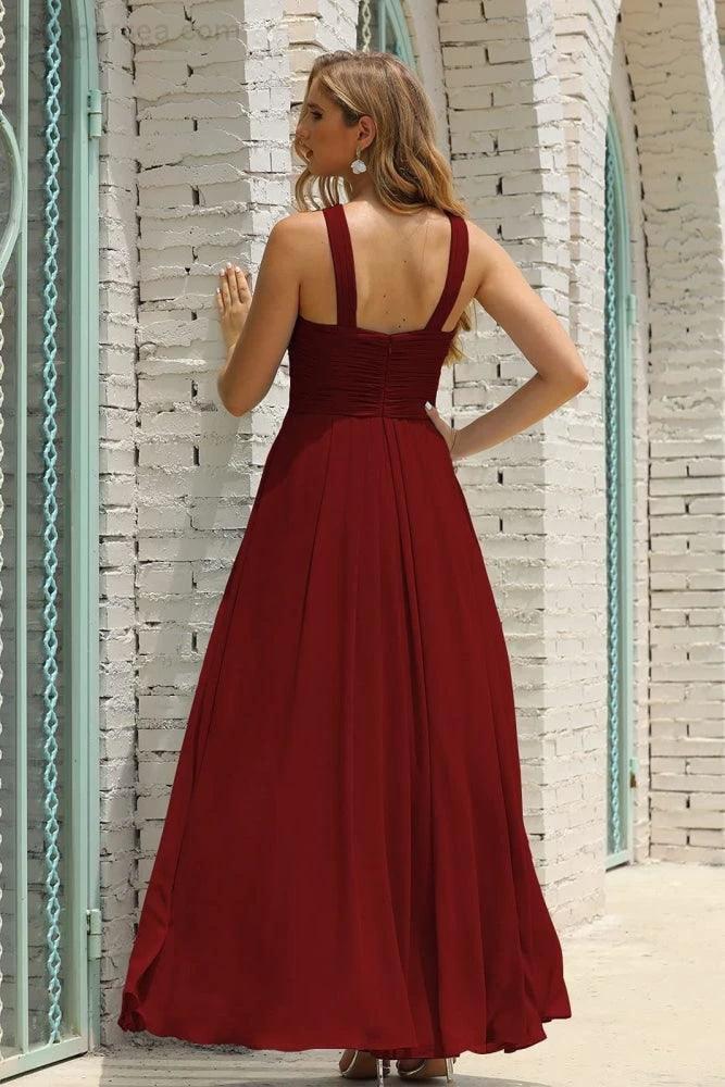 Numbersea Women Halter Chiffon Bridesmaid Dress A-line Long Formal Prom Gown SEA28015 - Image 34