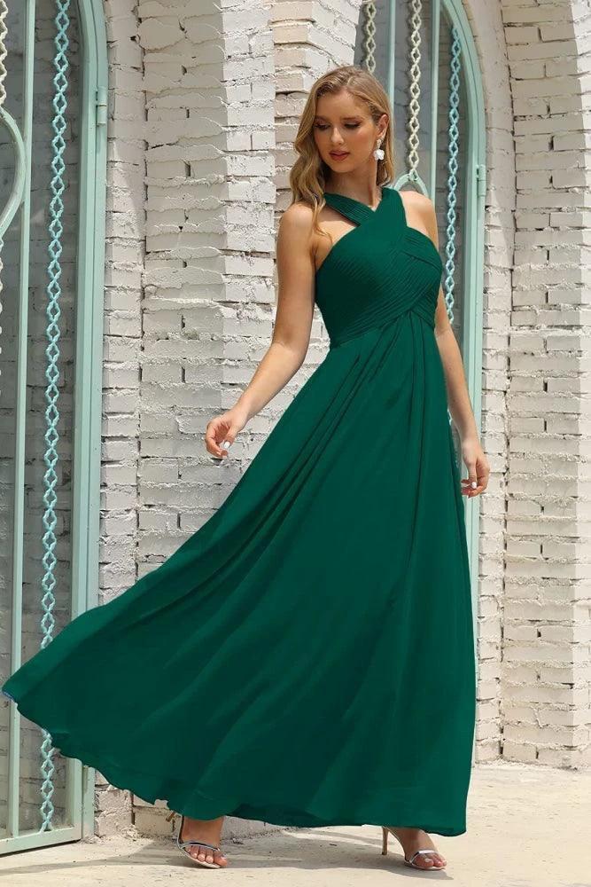 Numbersea Women Halter Chiffon Bridesmaid Dress A-line Long Formal Prom Gown SEA28015 - Image 38