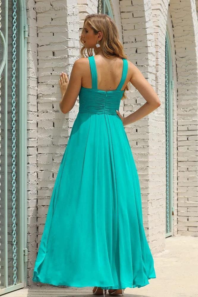 Numbersea Women Halter Chiffon Bridesmaid Dress A-line Long Formal Prom Gown SEA28015 - Image 41