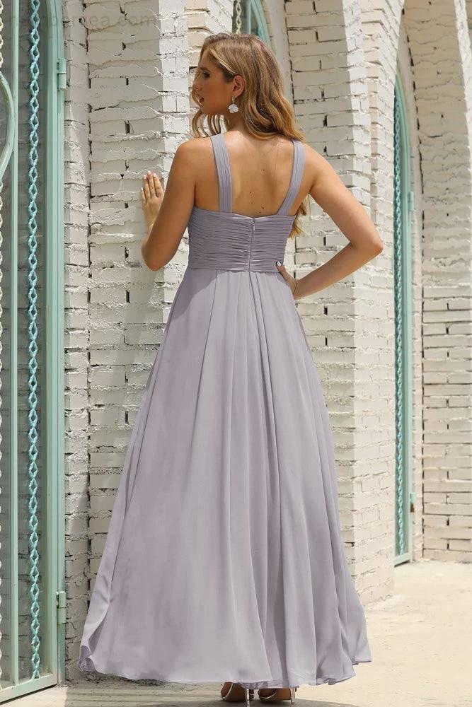 Numbersea Women Halter Chiffon Bridesmaid Dress A-line Long Formal Prom Gown SEA28015 - Image 45