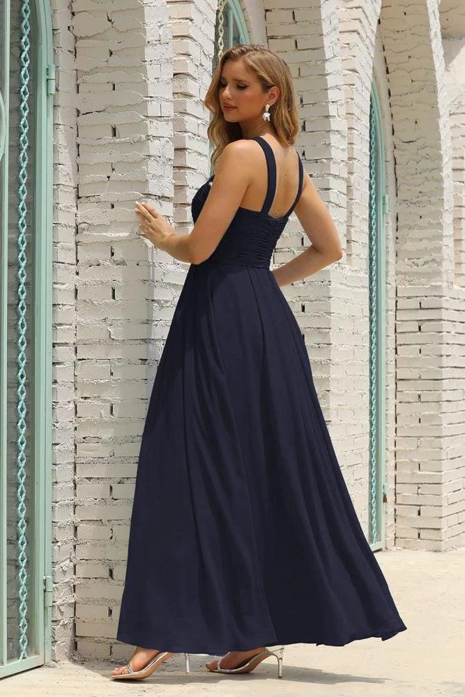 Numbersea Women Halter Chiffon Bridesmaid Dress A-line Long Formal Prom Gown SEA28015 - Image 46