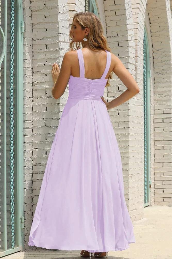 Numbersea Women Halter Chiffon Bridesmaid Dress A-line Long Formal Prom Gown SEA28015 - Image 49