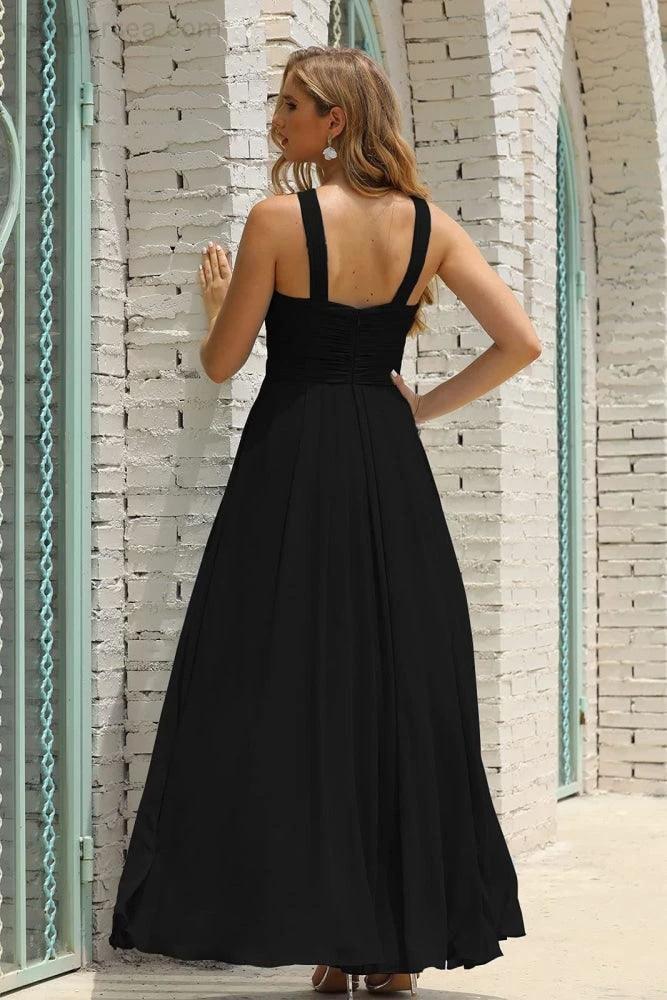 Numbersea Women Halter Chiffon Bridesmaid Dress A-line Long Formal Prom Gown SEA28015 - Image 57