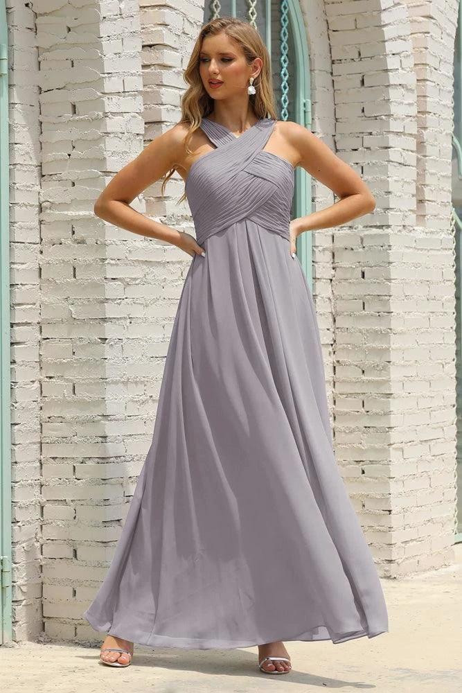 Numbersea Women Halter Chiffon Bridesmaid Dress A-line Long Formal Prom Gown SEA28015 - Image 60